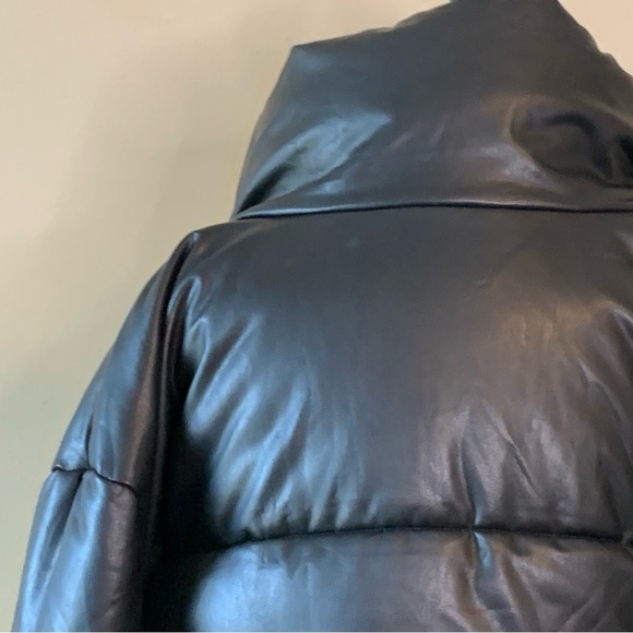AVEC LES FILLES Black Faux Leather Puffer Jacket Size XL - Picture 8 of 14